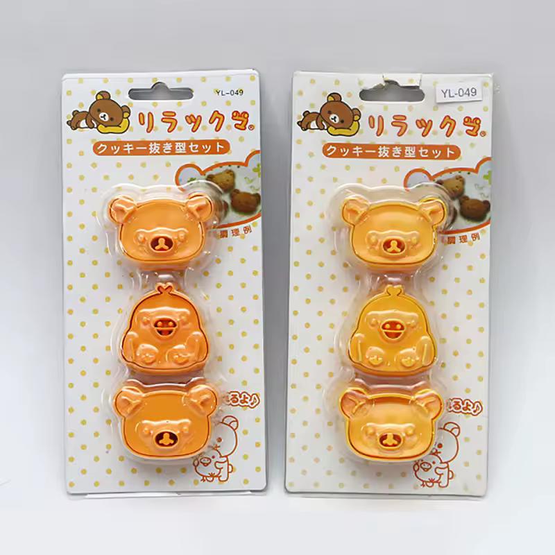 3 개/대 Rilakkuma 금형 귀여운 릴렉스 베어 비스킷 과일 커터 금형 케이크 장식 도구 베이킹 액세서리 장난감 선물 뜨거운 판매