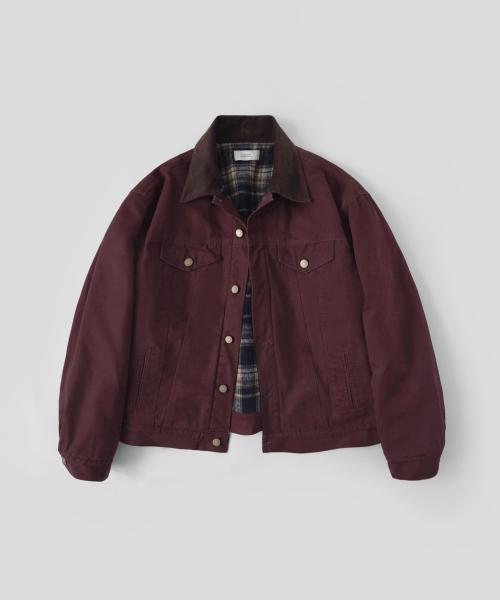 [기모체크누빔] VTG 트러커 워크 자켓_Burgundy