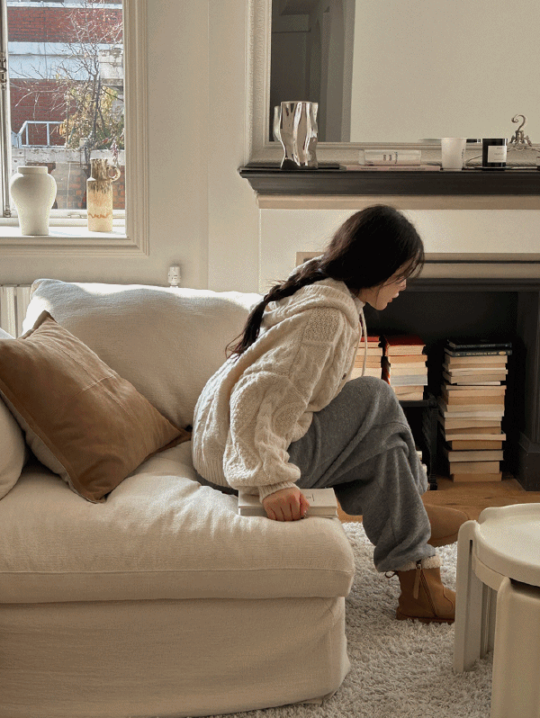 후드 떡볶이 니트가디건