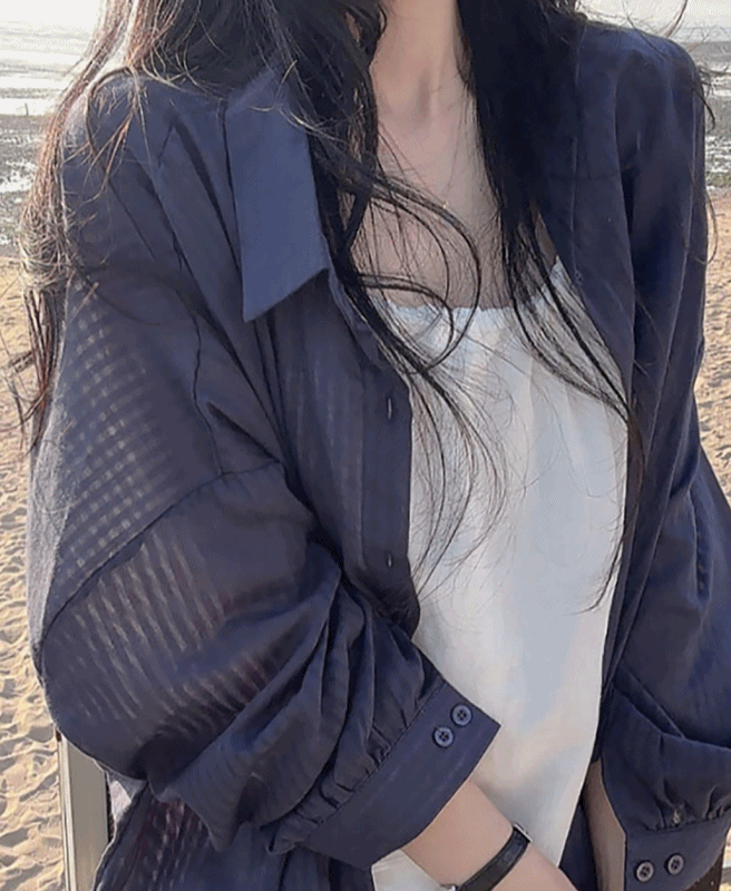 시스루 스트라이프 셔츠 (3color)