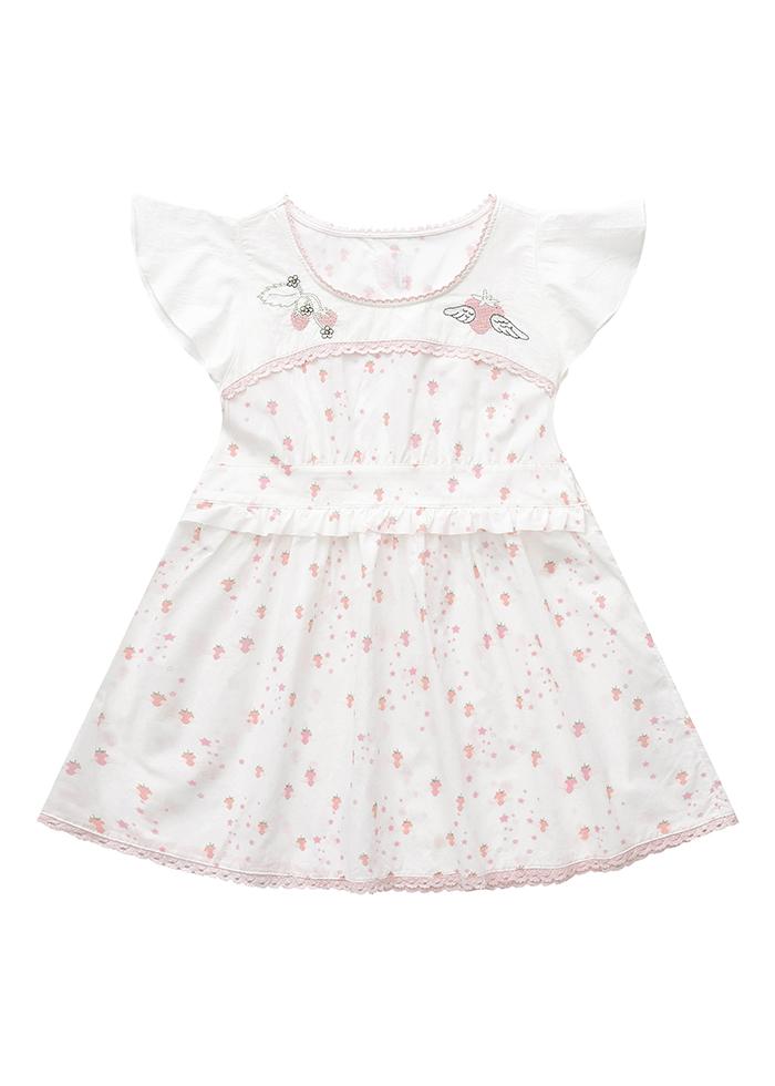 STRAWBERRY PATTERN FLUTTER DRESS TOP