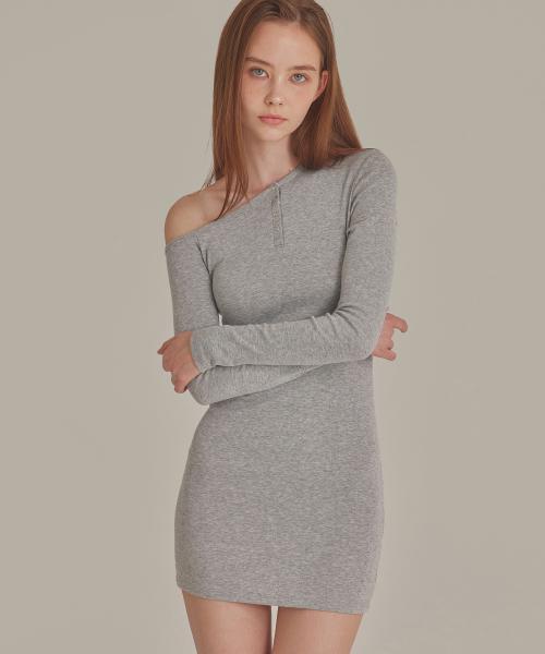 METAL SNAP ONE SHOULDER DRESS_T426DS501