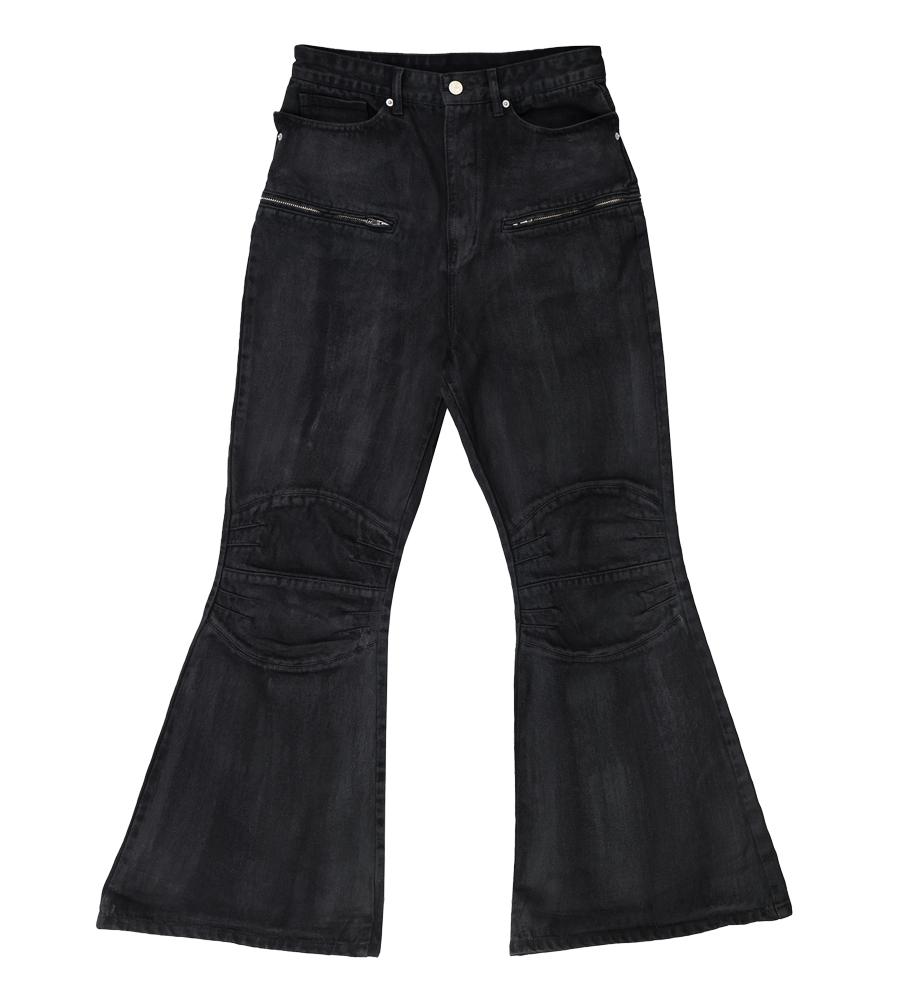Waxed Black Denim - Black