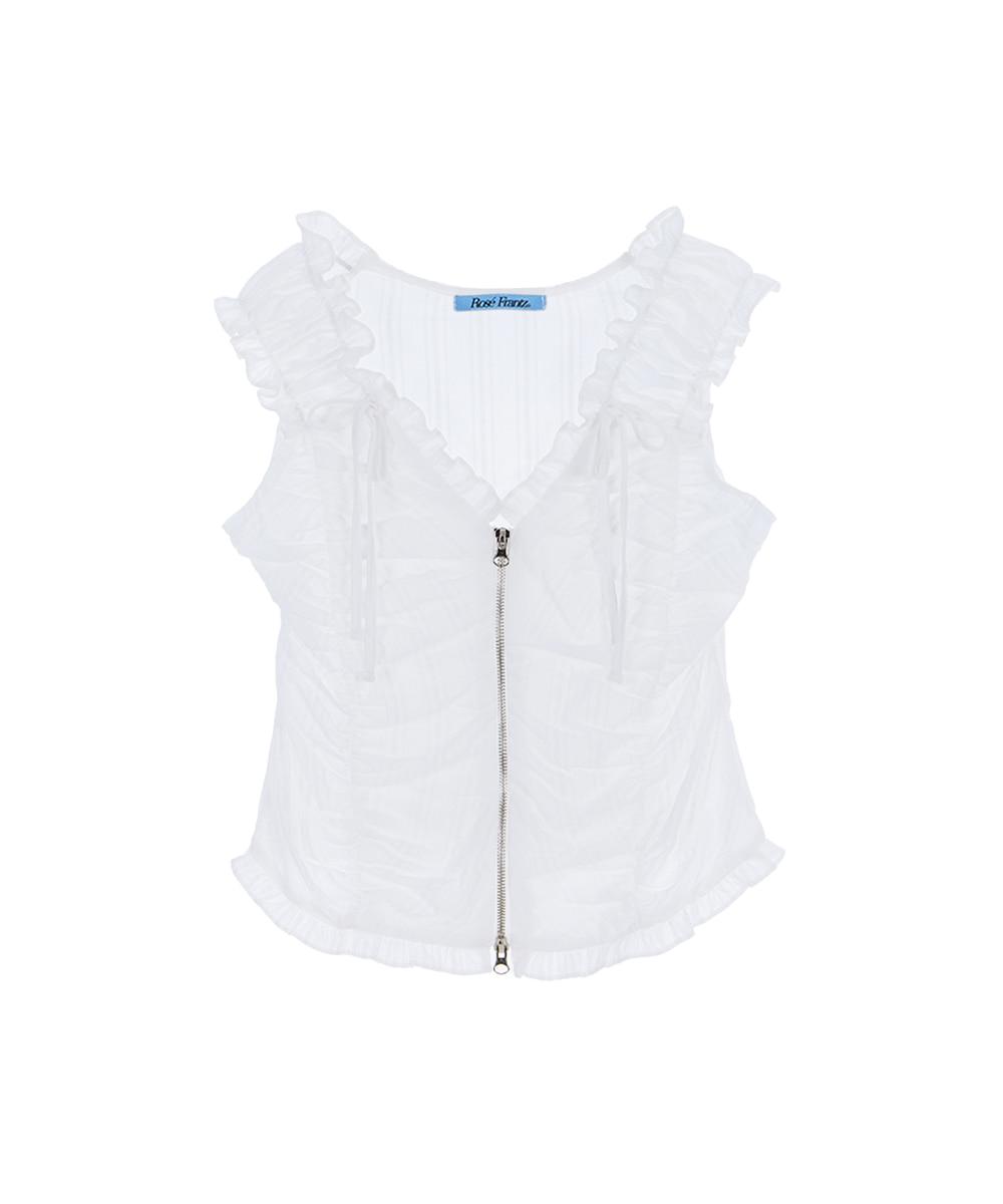 Two-way Frill Ribbon Sleeveless [White]