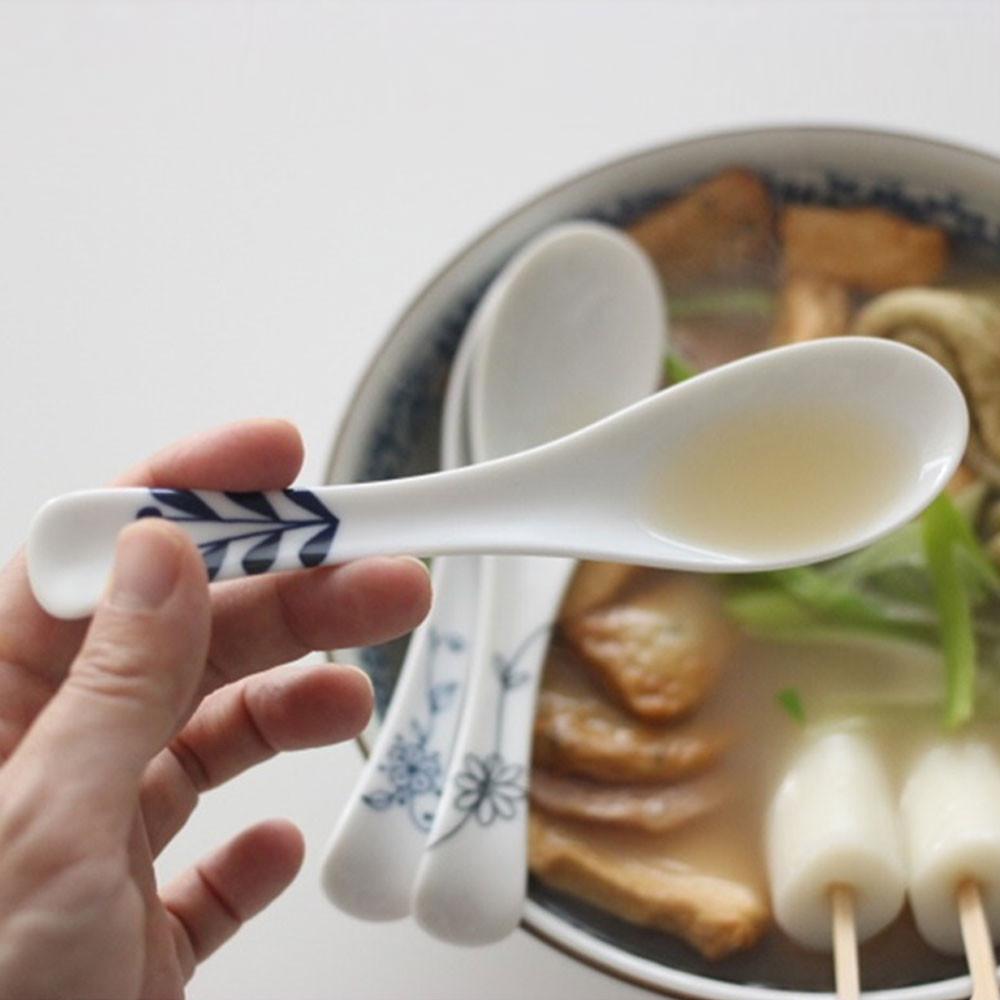 일본수입 도자기 우동 요거트스푼 큰숟가락
