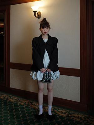 (freckle made♥)big collar banded jacket in black