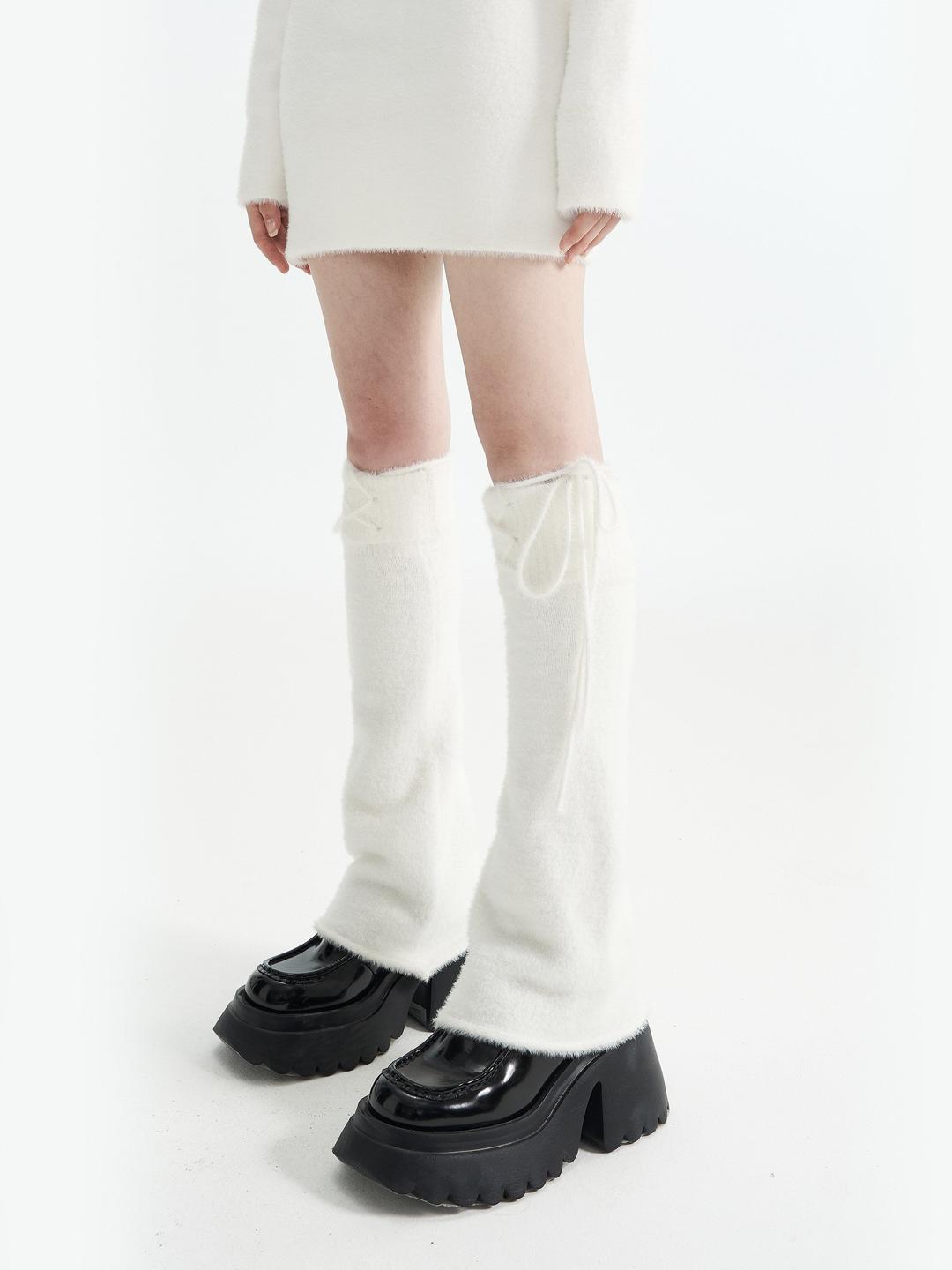 Imitation Mink Hair Leg Cover - one size / white