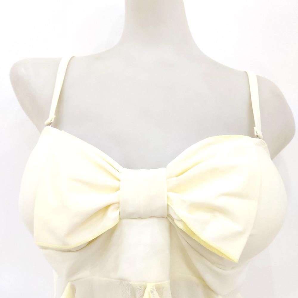 [아싸마켓],옐로우쉬폰왕리본,투피스수영복