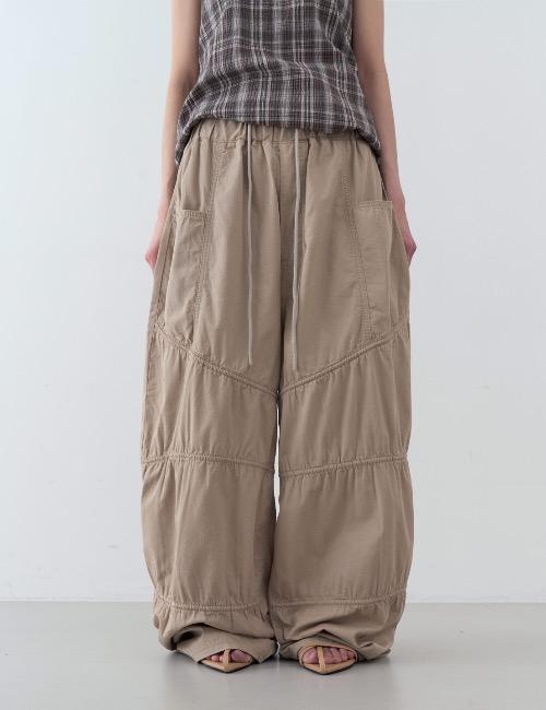 shirring slit maxi pants