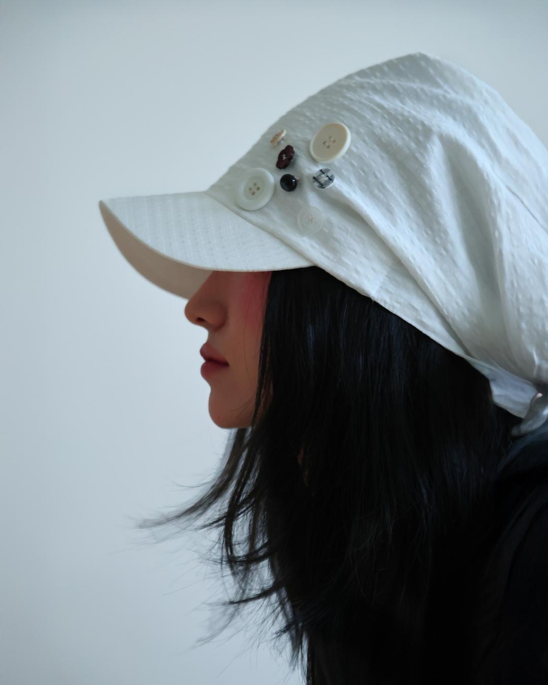BUTTON SCARF CAP [WHITE] _7/10 예약 배송