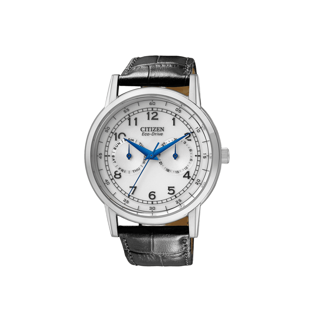 Citizen Multi Function Day & Date Eco-Drive 42mm Calf Leather White Black