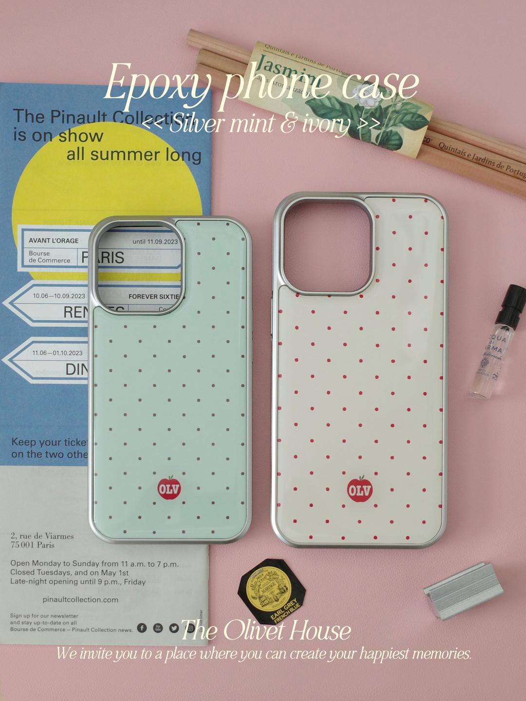 OLV apple dote epoxy case (silver frame)