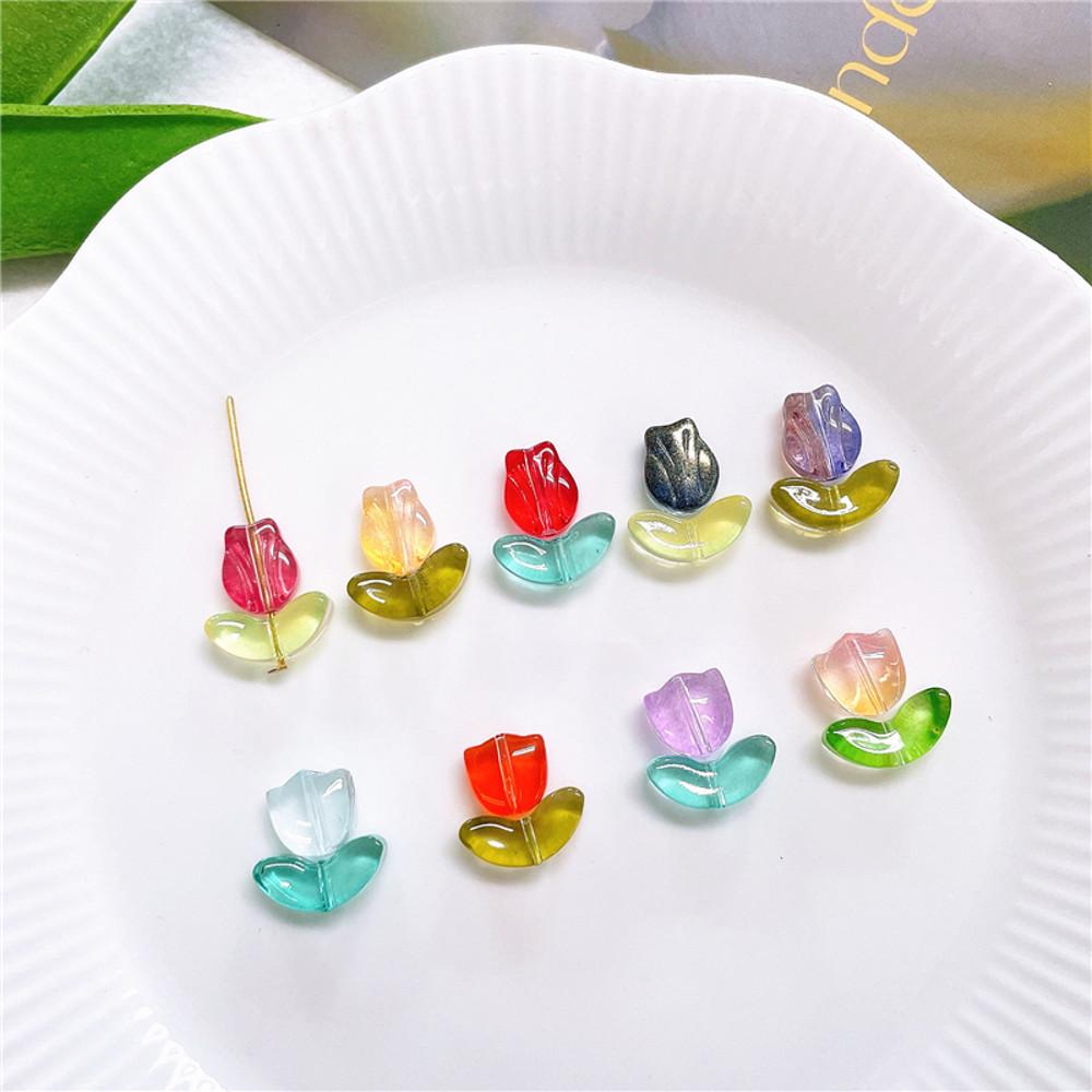 (3pcs)나뭇잎 튤립 글래스크리스탈비즈 팔찌재료