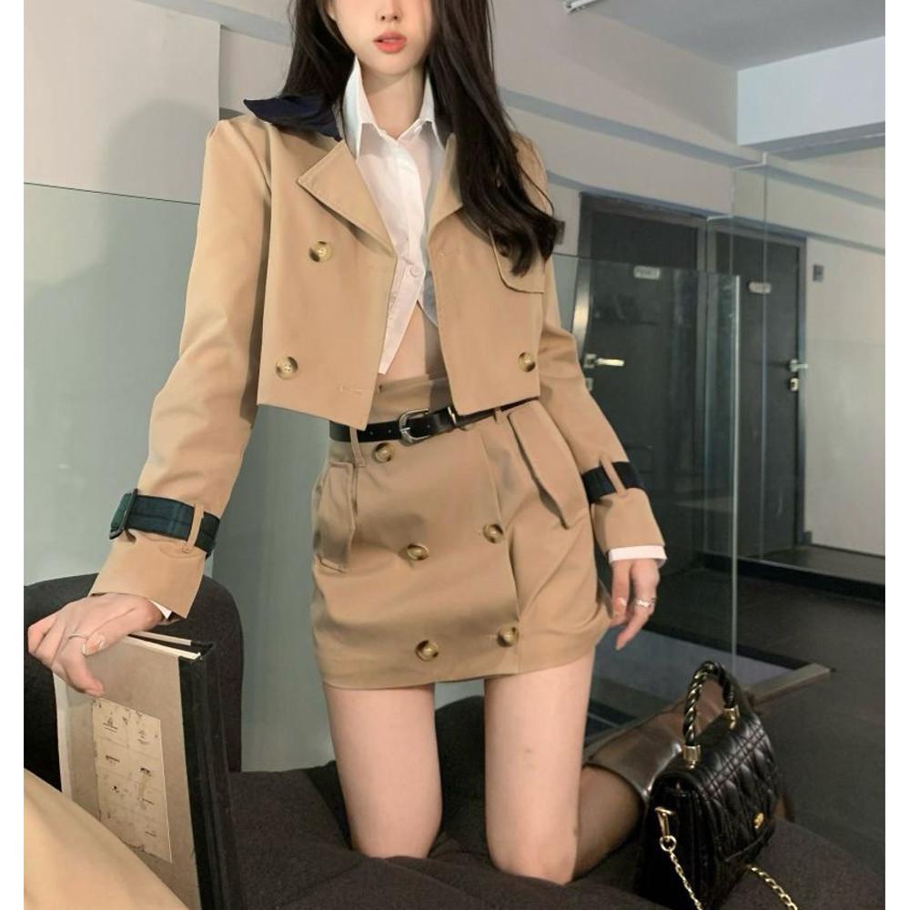 [벨트포함] 할리 트렌치 투버튼 투피스