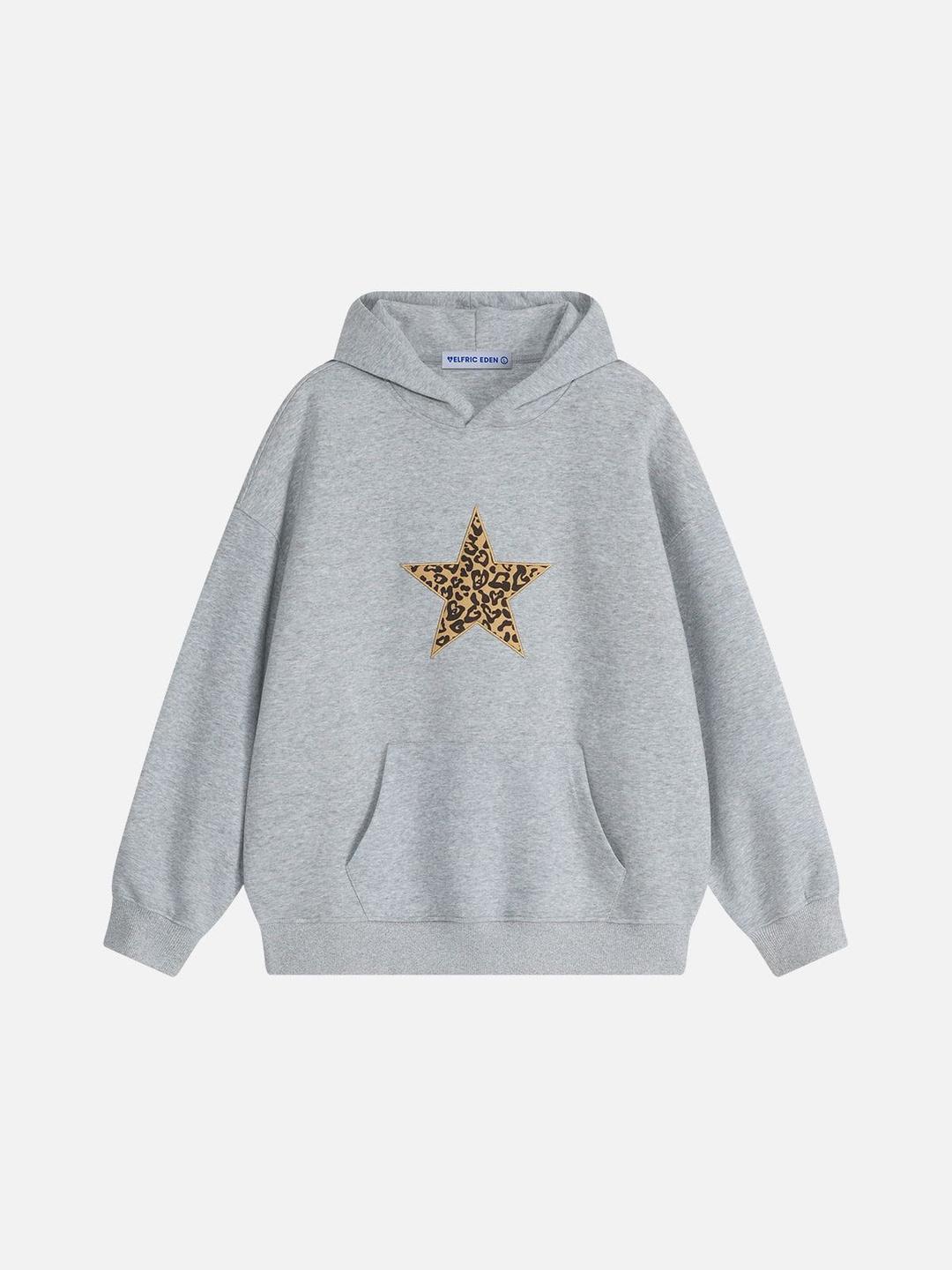 Aelfric Eden Leopard Star Graphic Hoodie - Grey / XS