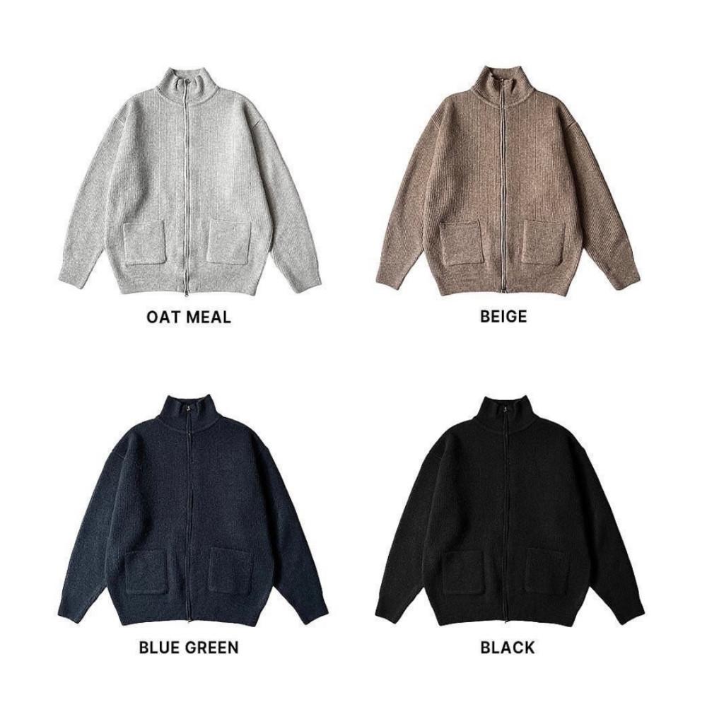 Heavy knit zip-up 니트 하이넥 두꺼운 겨울 울 자켓  집업