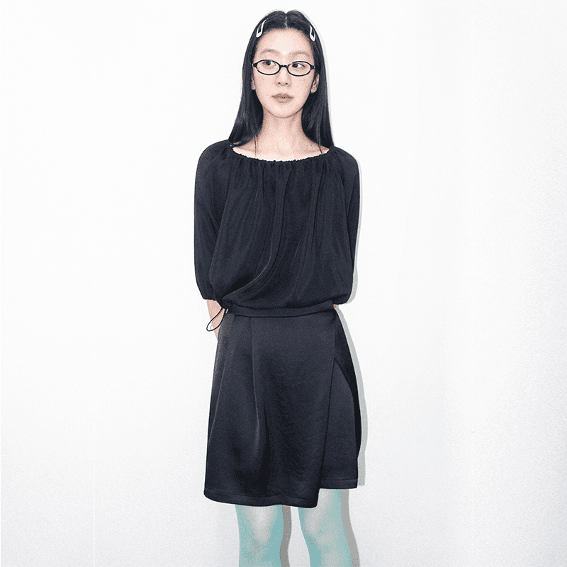 [EEUM] drape midi skirt