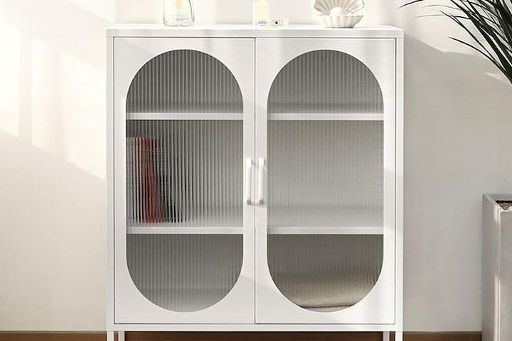 라인 800 강화유리 철제 선반 서랍장 수납장  2colors