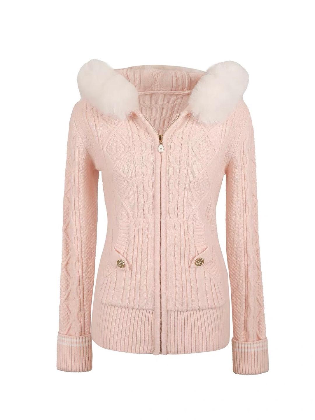 [Mummy Cat] Christmas Time Vintage Faux Fur Knit Hoodie - S / 3-4 weeks order processing time