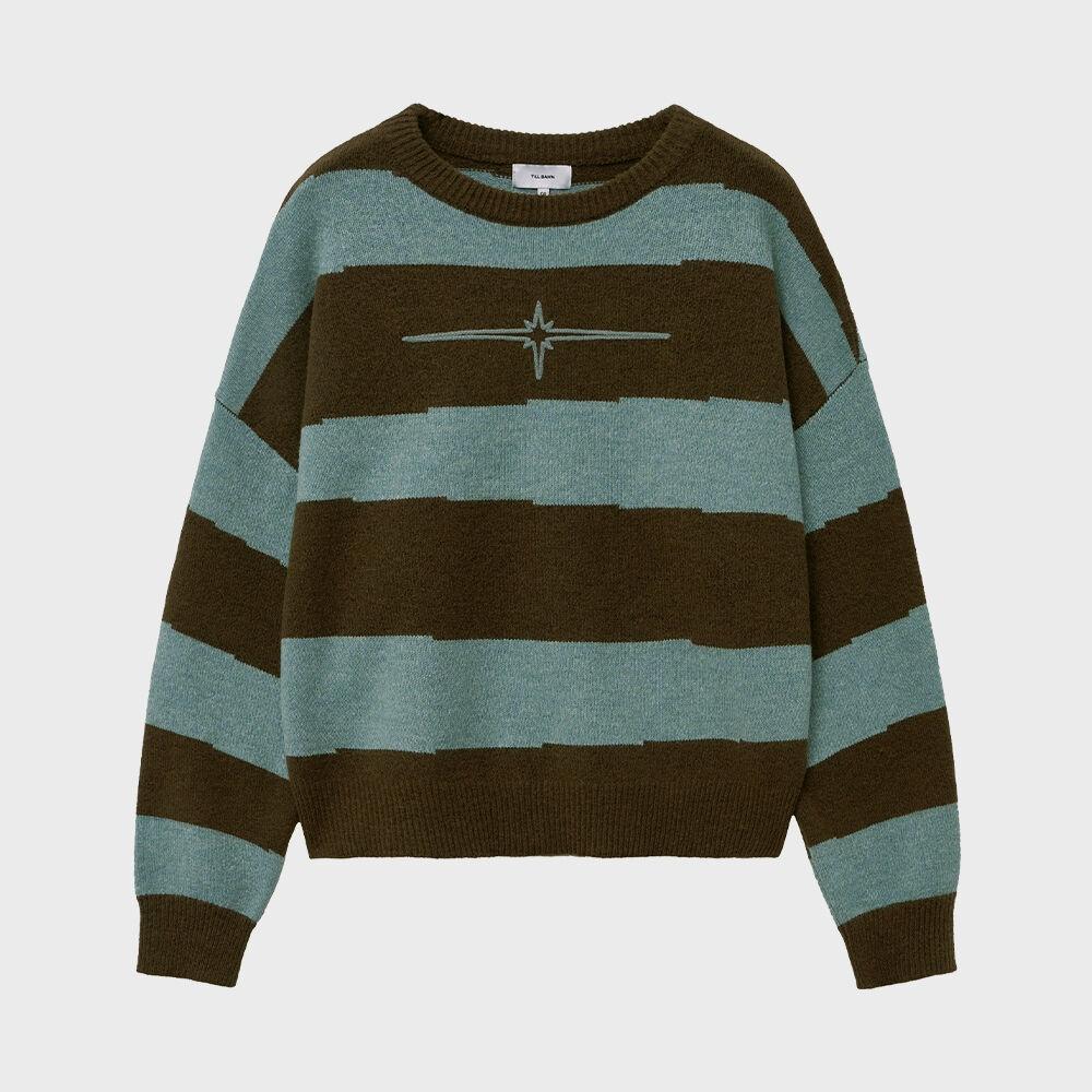 STRIPED BLOCK PULLOVER brown