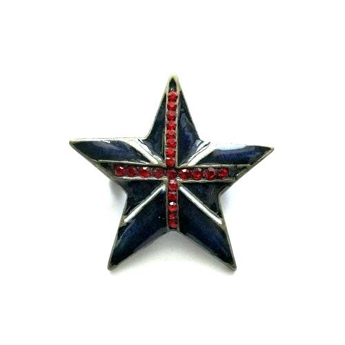 파랑색 유니언잭 입체 별 모양 뱃지 브로치