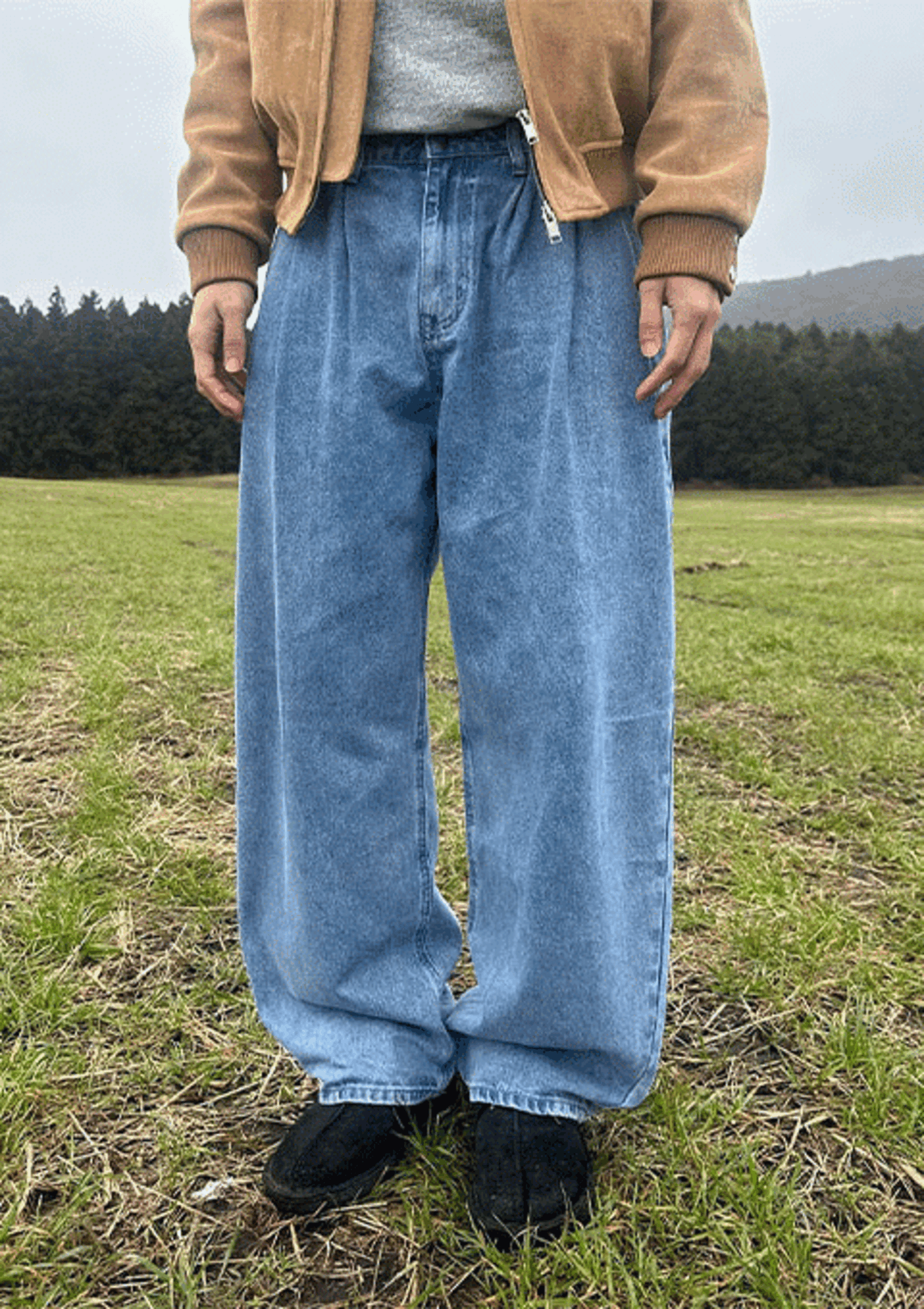 [ M - 2XL ] 투턱 와이드 데님