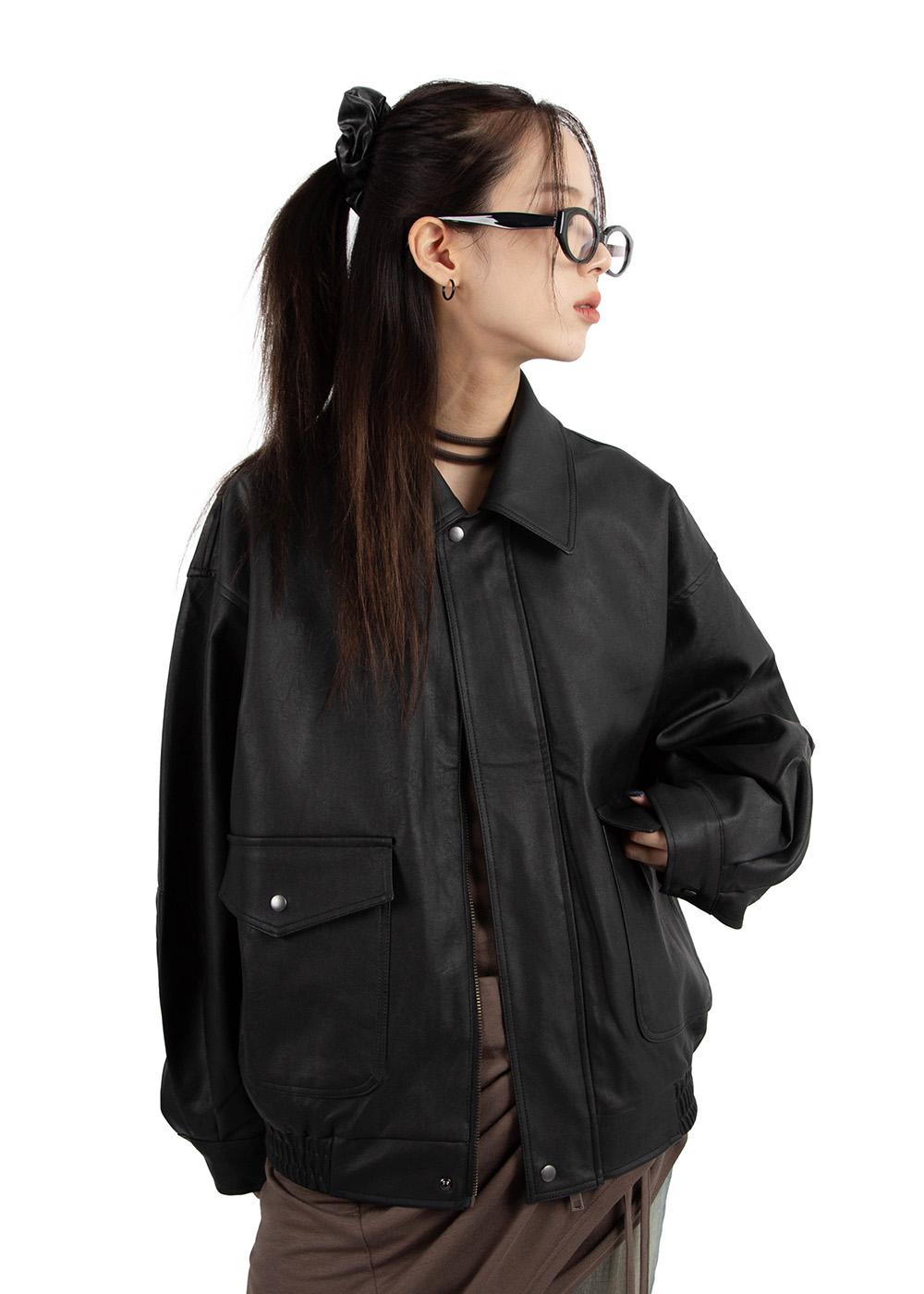 SLAB LEATHER BLOUSON