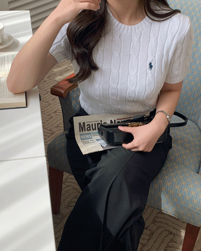 폴로 랄프로렌 피마코튼 꽈배기 반팔 니트 여성용 5컬러