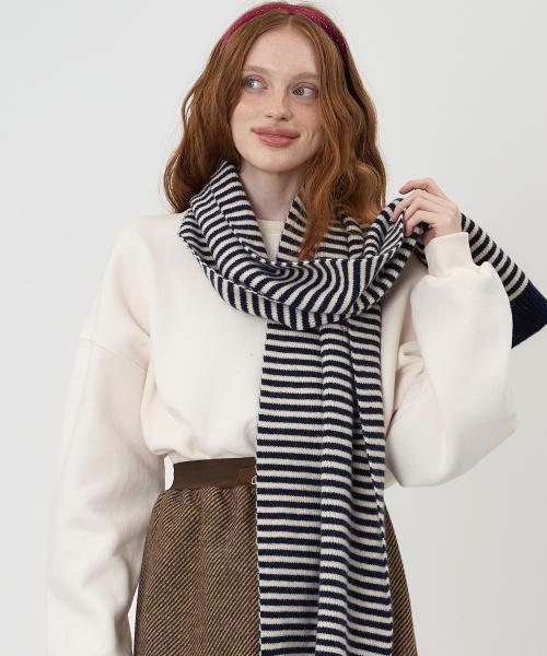 에이본(THE-ABON)  클래식 스트라이프 니트 머플러 네이비 - 사이즈 & 후기 | 무신사