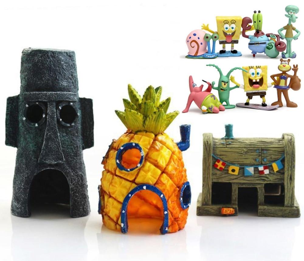 어항꾸미기 피규어 장식 스펀지밥 미니 어항 물고기은신처