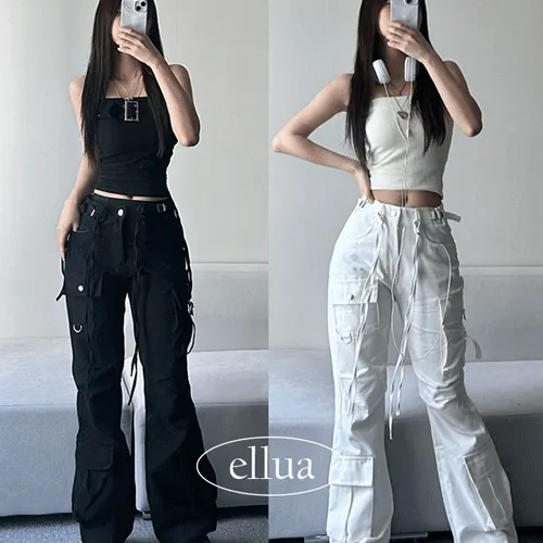 [핏미침/고퀄/디테일1등]915. 언발 포켓 부츠컷 카고 팬츠 스트랩 카고 팬츠 스트링 카고 부츠컷 카고 팬츠 카고바지 키작녀 부츠컷바지 면바지 데일리팬츠 로우라이즈 면팬츠