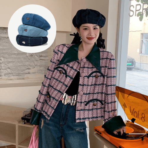 데님 스틸 클립 베레모