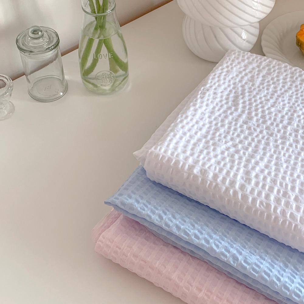 체크앤플라워 프렌치 웨딩 리플 3colors 무지 지지미 면 여름 원단 - 위시버킷