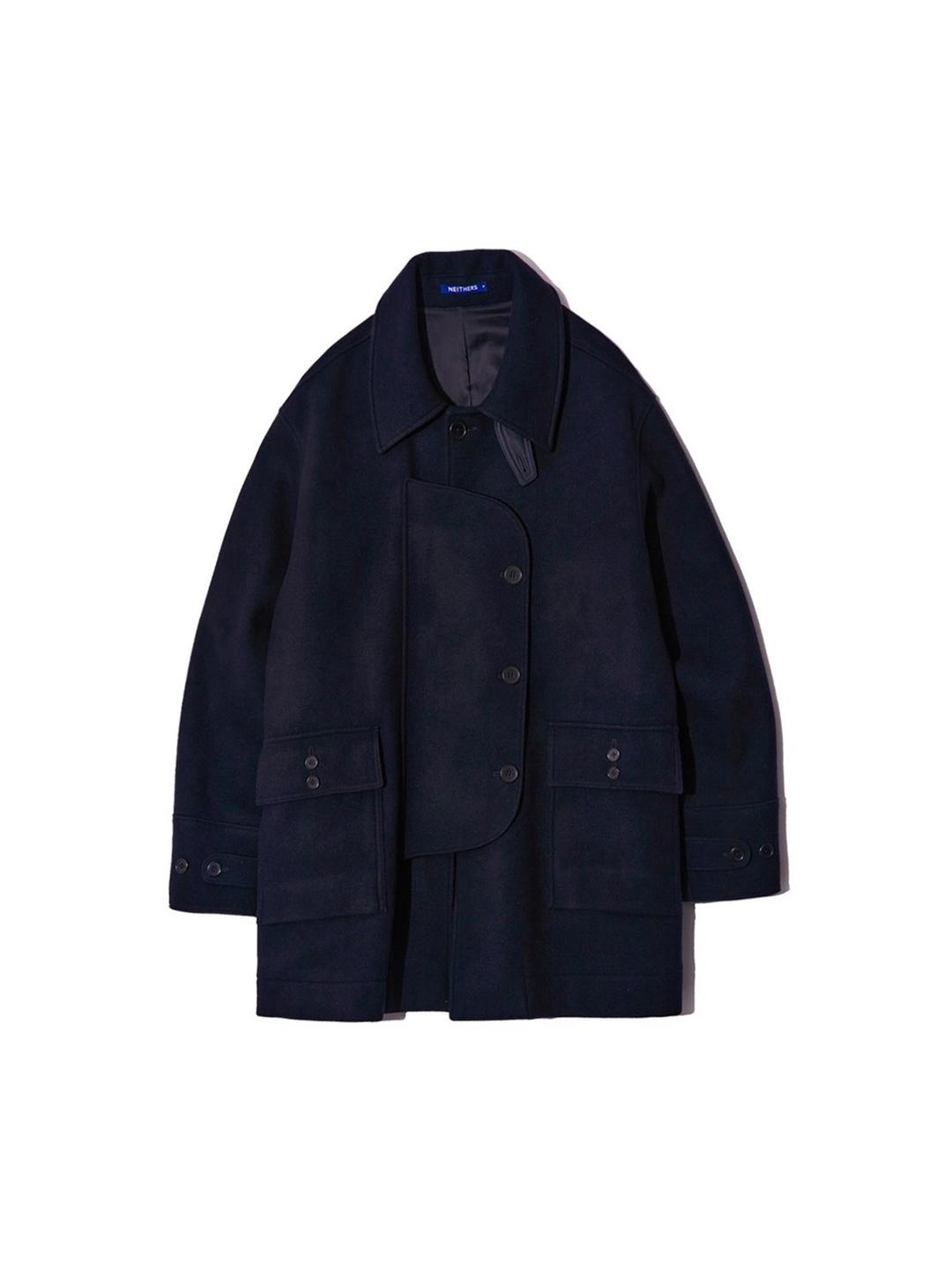 Melton Wool Fireman Coat (Dark Navy)