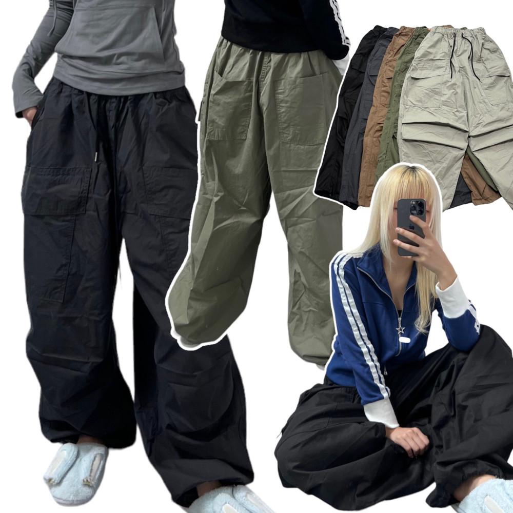 [UNISEX] Basket wide balloon pintuck string cargo pants (5color)