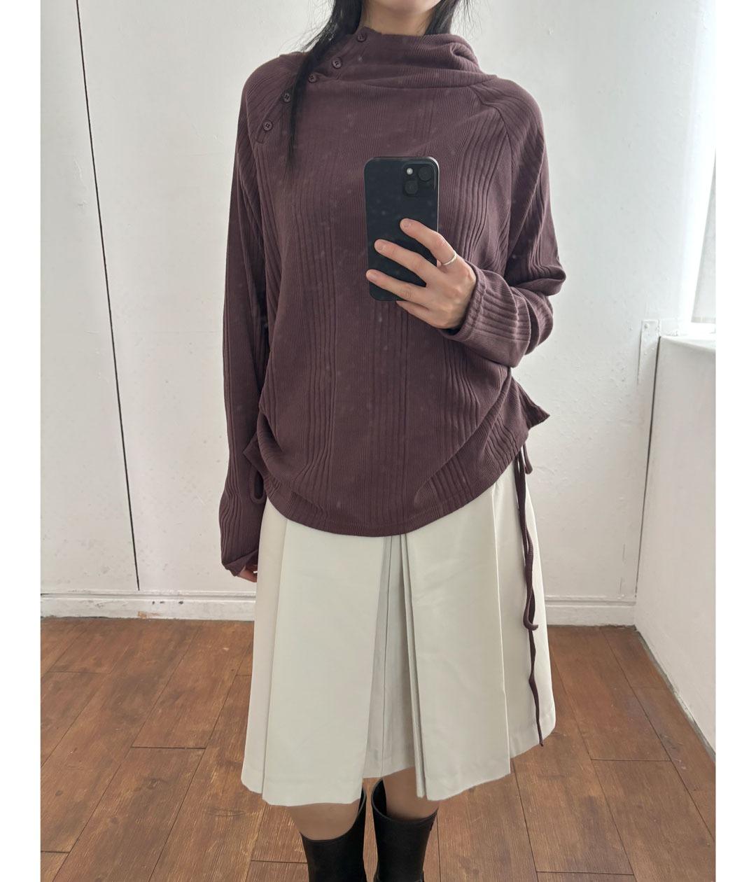 하이넥 버튼 후디 롱슬리브 (3c)