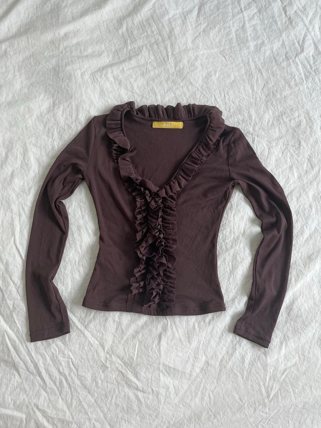 Ruffle Layered Tee (Choco) | 후루츠패밀리