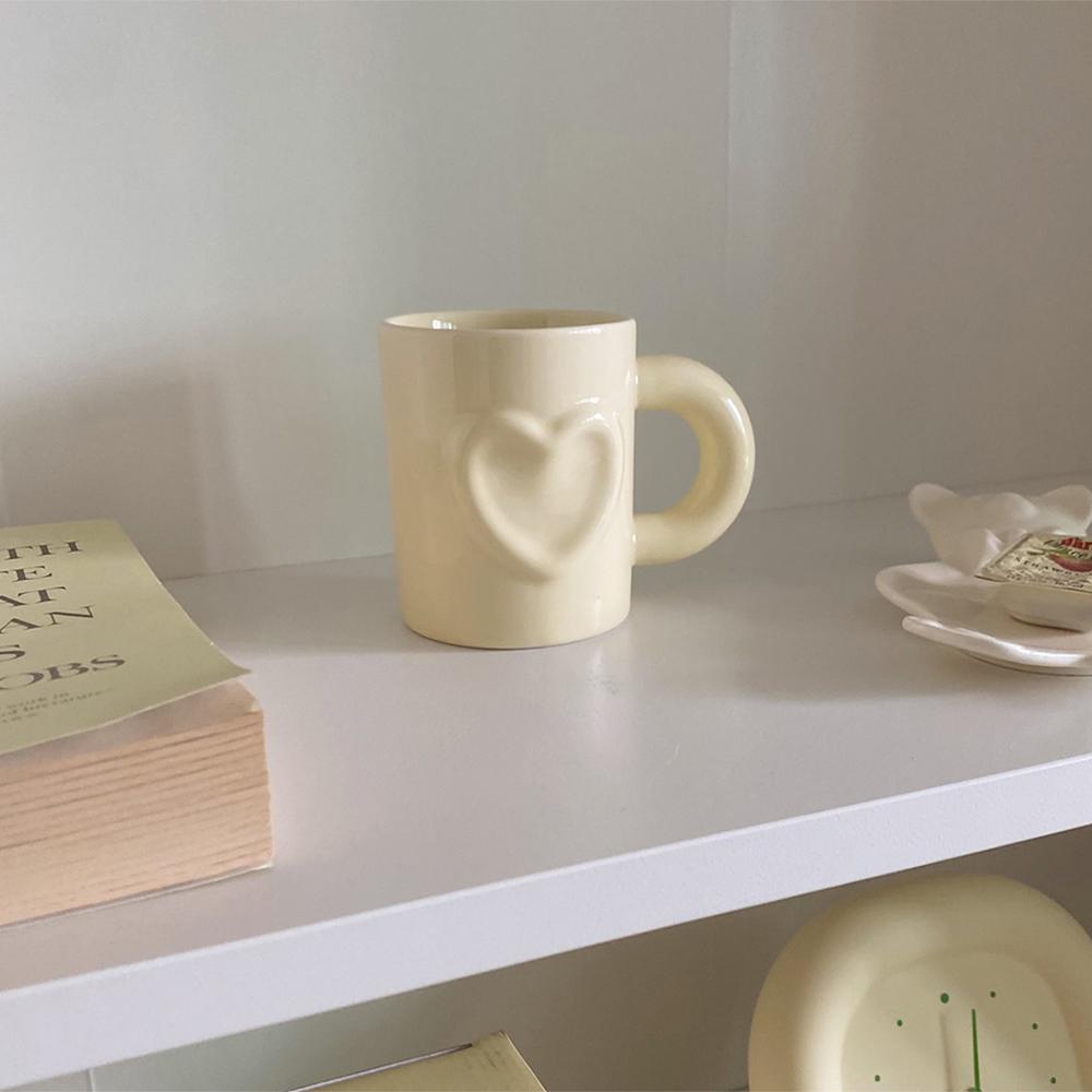 화이트 하트 머그 하트 머그컵