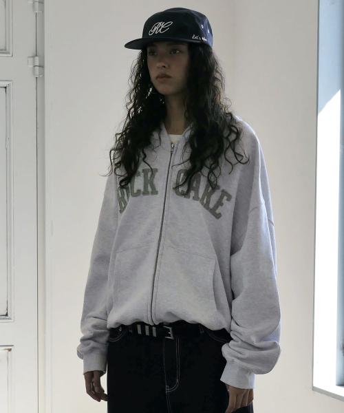 Arch Logo Zip Up Hoodie - White Melange