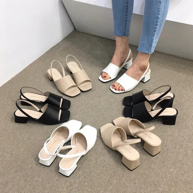 [당일배송 국산수제] 3cm,5cm 토오픈 슬링백 샌들힐