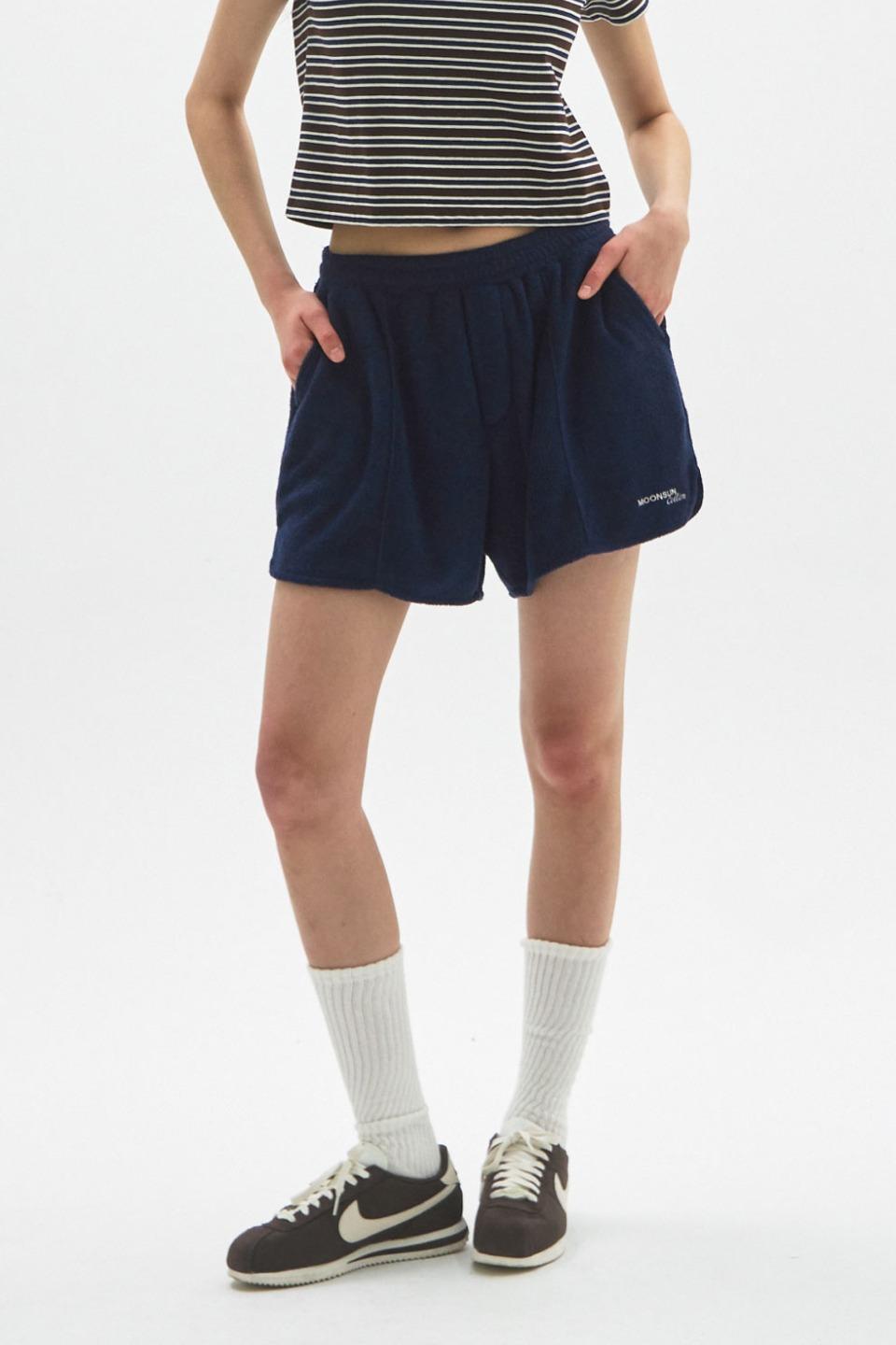 M.C UNISEX, Logo Terry Shorts / NAVY