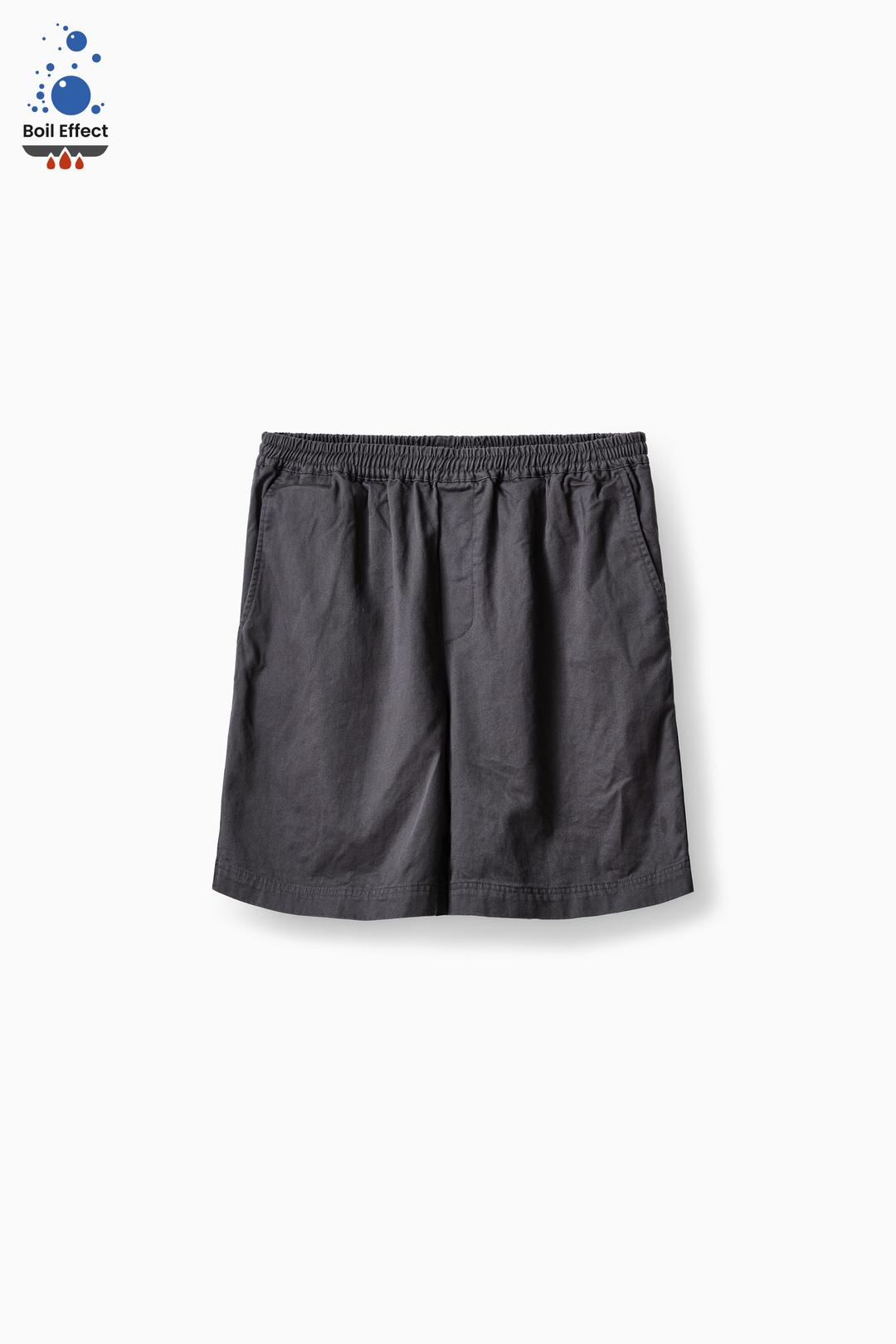 CHARCOAL BOIL EFFECT COTTON DRILL COMFORT SHORTS (ECP GARMENT PROCESS)