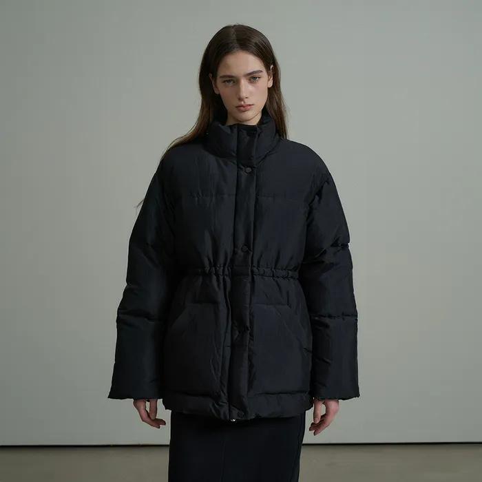 String Half Puffer Duck Down Jumper_Black
