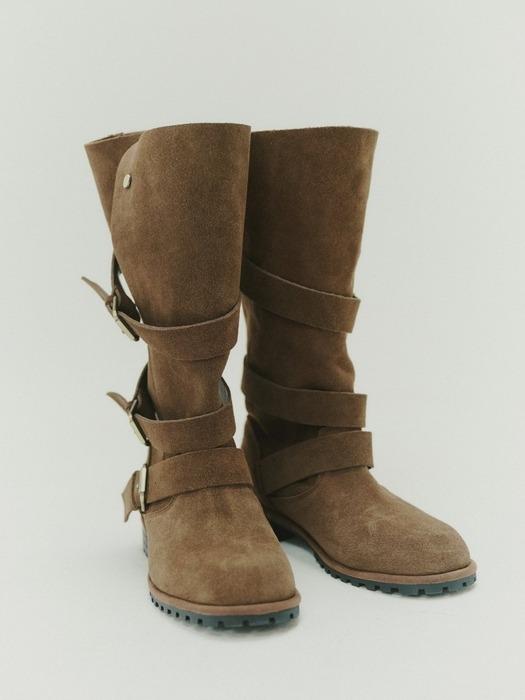 Carry Barrette Real Suede Buckle Boots