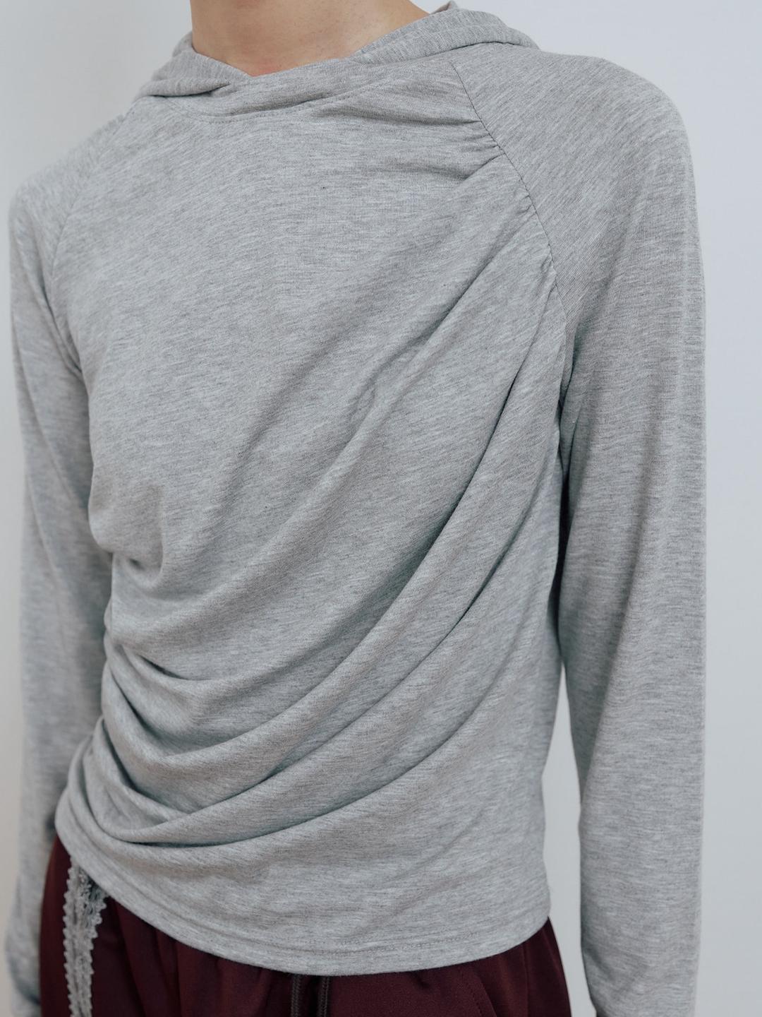 RAGLAN SHIRRING HOODIE_GREY