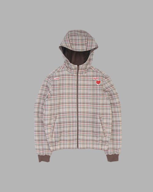 LOVE CHECK PUFFED JACKET (BROWN)