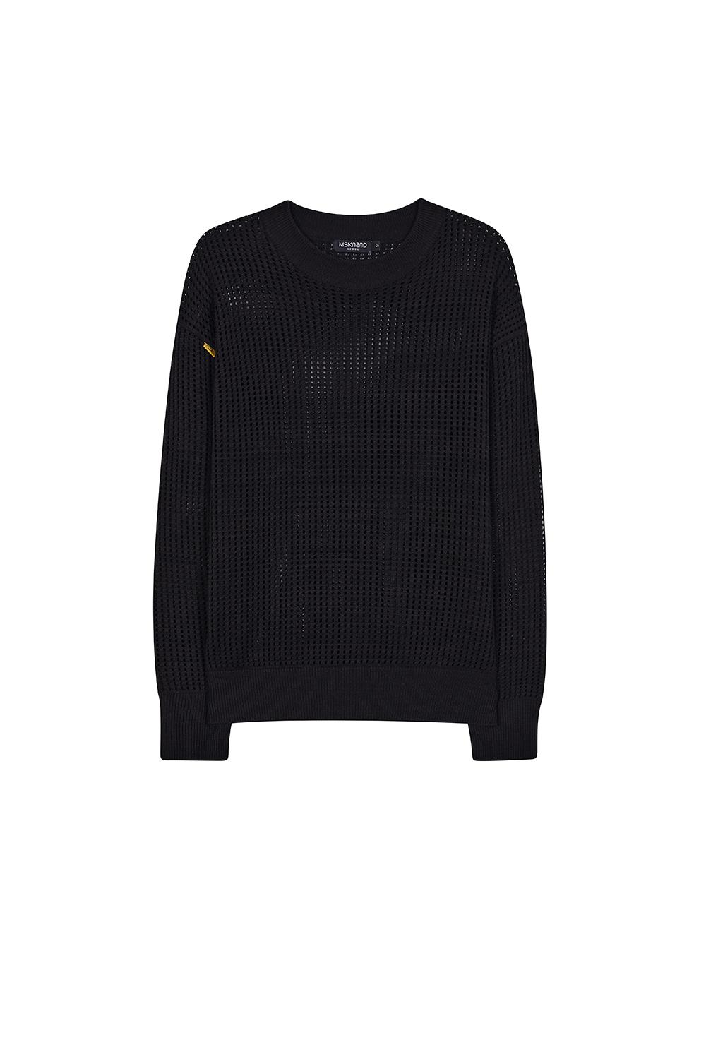 WAFFLE FISHNET SWEATER BLACK