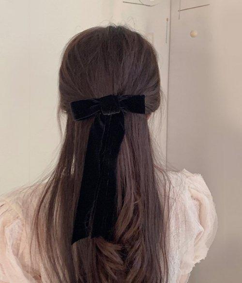 블랙 벨벳 리본핀 (2type)