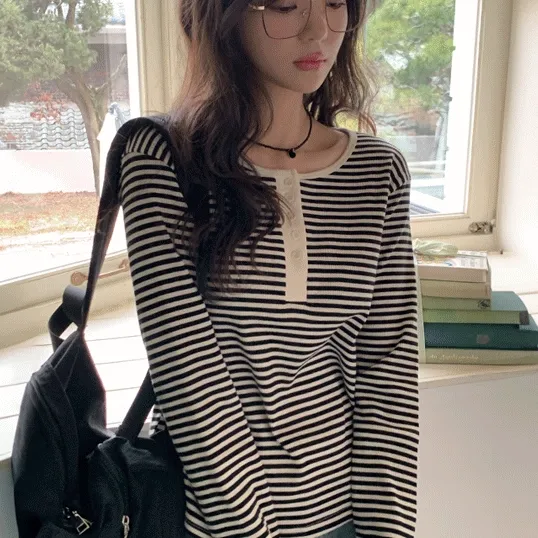 [🤍탄탄,쫀쫀,기본이너T] 삐에 단가라 골지 긴팔티 3color (KD1352)