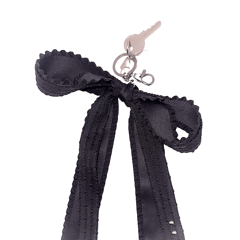 [LOSESLEEPOVER] [당일출고] Ribbon lace logo keyring* Black